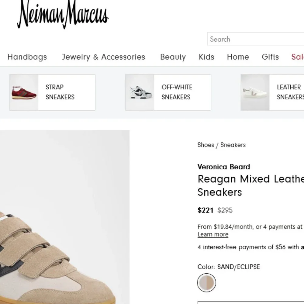NEW NIB Veronica Beard Reagan Mixed Leather Triple-Grip Sneakers $295 MSRP - Picture 3 of 11